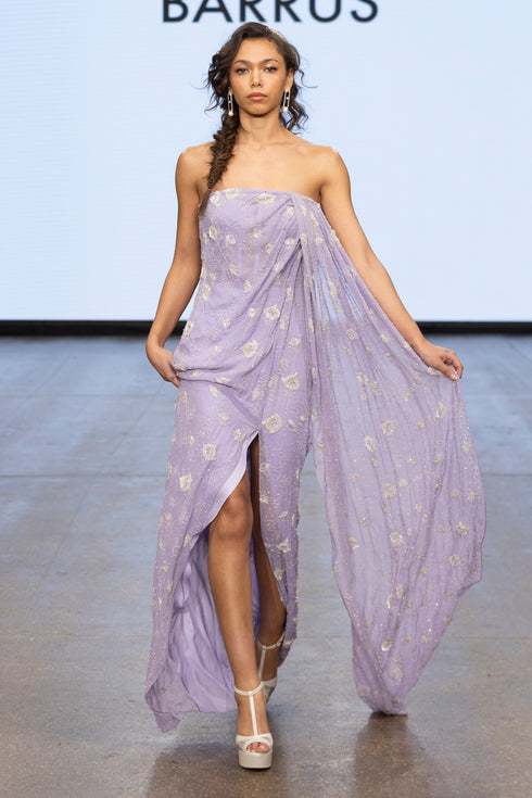 DRESS WITH PEPLUM AND SLIT DETAILS